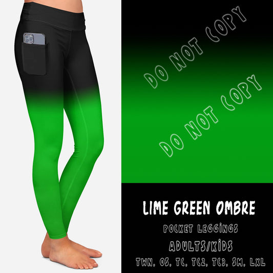 LIME GREEN OMBRE-CAPRI W/ POCKETS