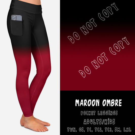 MAROON OMBRE-CAPRI W/ POCKETS