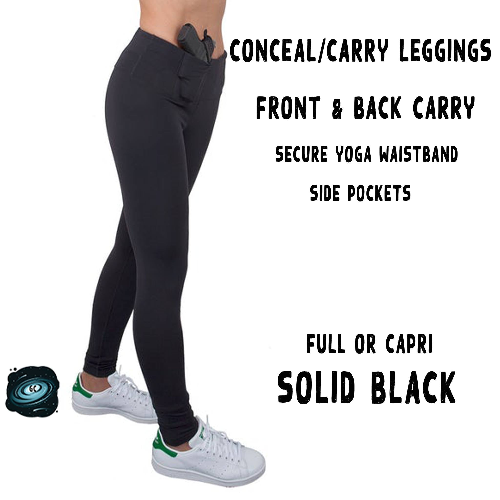 CONCEAL CARRY RUN- BLACK LEGGINGS/CAPRI/JOGGERS – Wolfpack Leggings