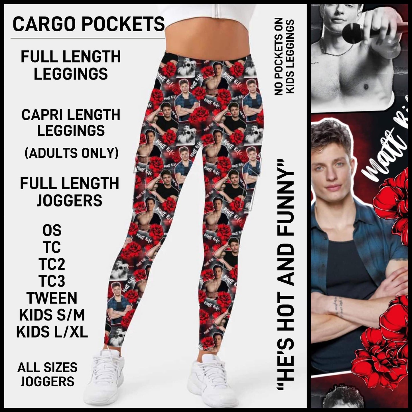 RTS - He's Hot and Funny Leggings with Cargo Pockets