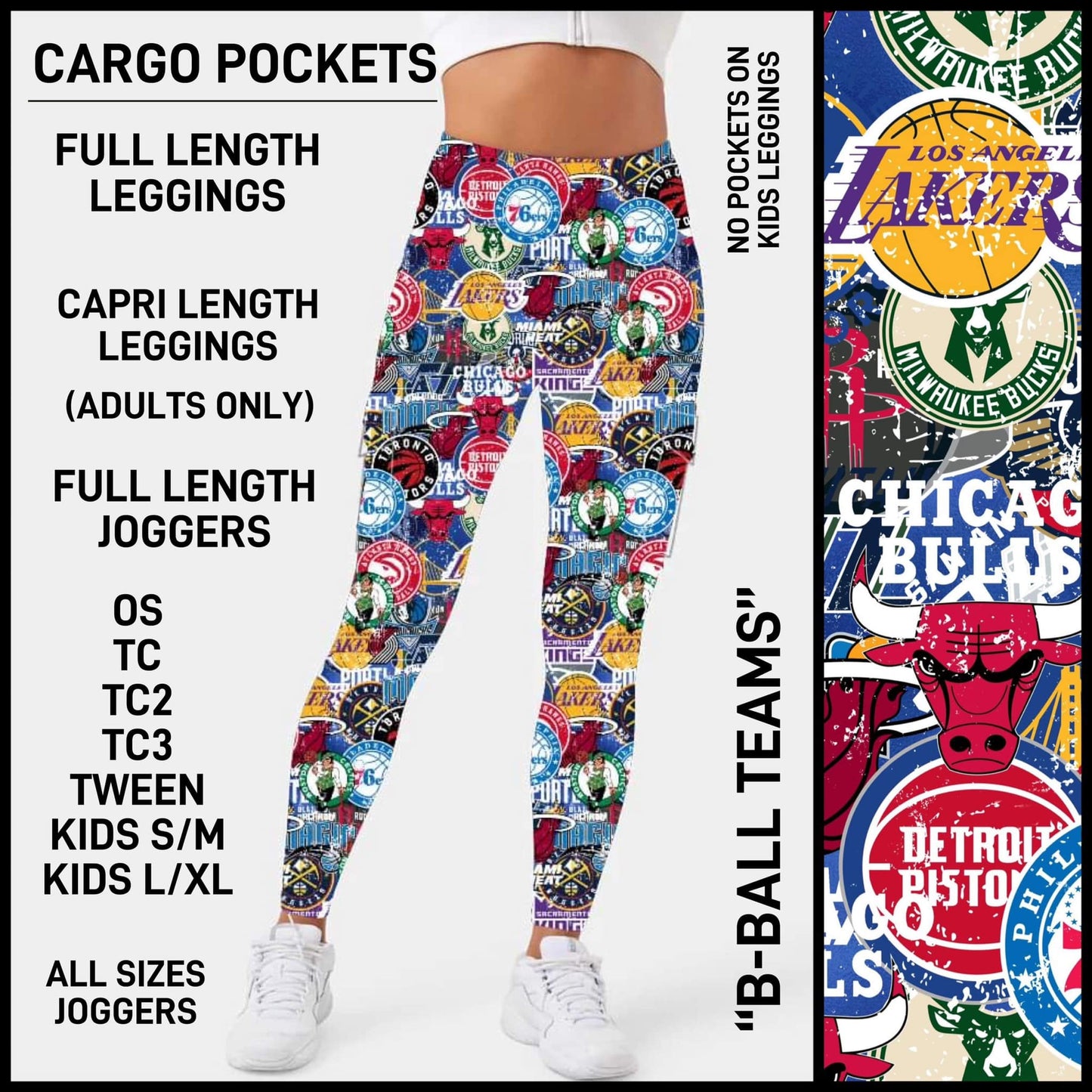 RTS - B-Ball Teams Leggings with Cargo Pockets