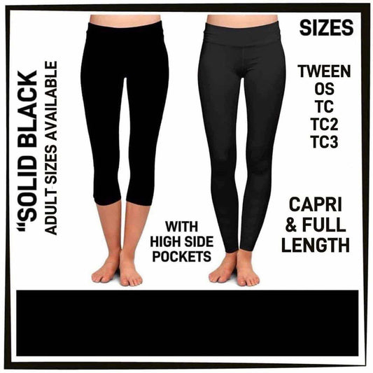RTS - Solid Black Capris with High Side Pockets