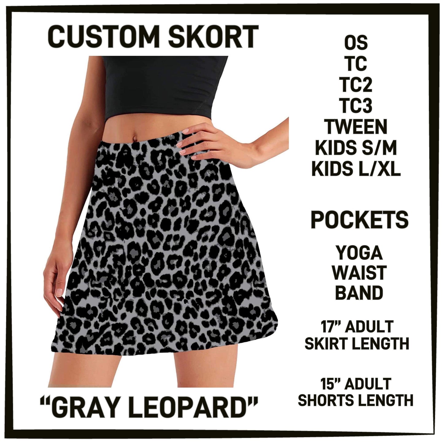 RTS - Gray Leopard Skort with Pockets