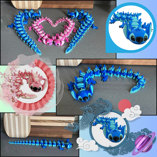 3D PRINTED BLUE ALIEN ARTICULATED DRAGON