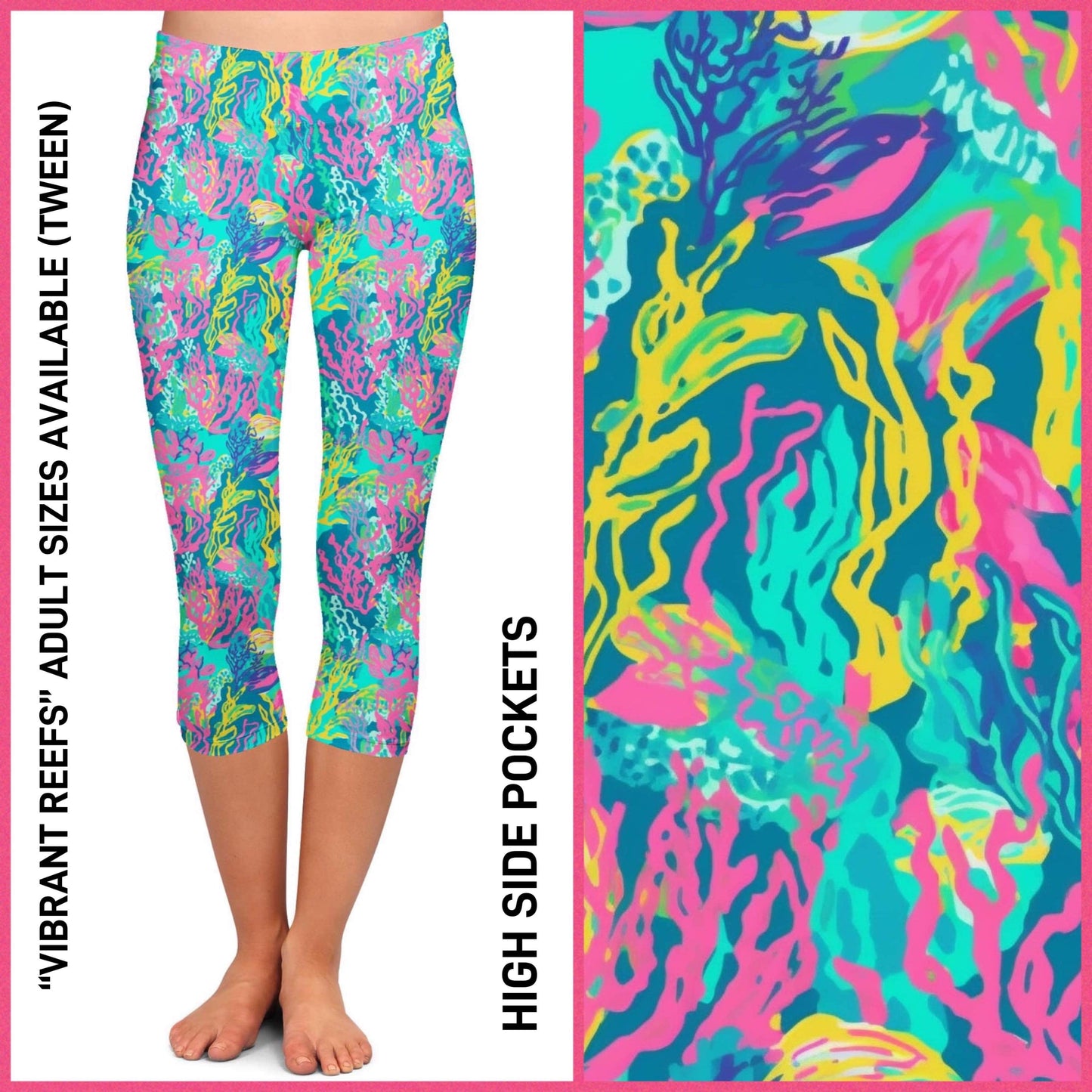 RTS - Vibrant Reefs Capris with High Side Pockets