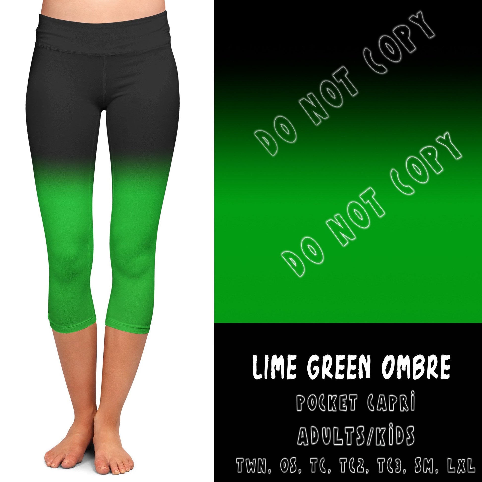 LIME GREEN OMBRE-CAPRI W/ POCKETS