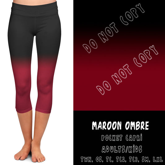 MAROON OMBRE-CAPRI W/ POCKETS