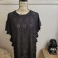 BLACK RUFFLE HALLOW TOP