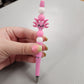 Pink Ax Silicone Beaded Pen or Keychain