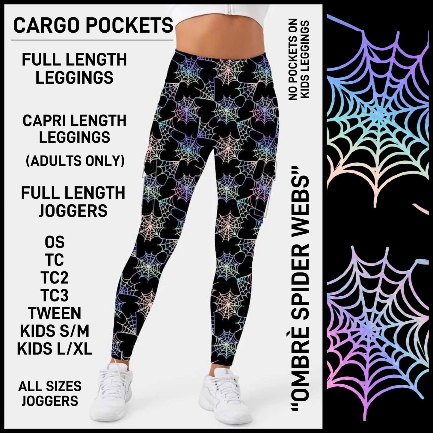 RTS - Ombre Spider Webs Leggings with Cargo Pockets