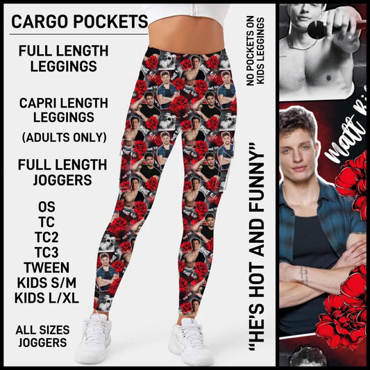 RTS - He's Hot and Funny Leggings with Cargo Pockets