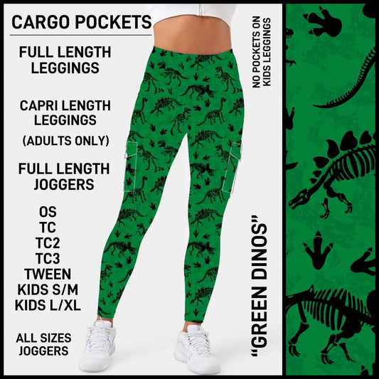 RTS - Green Dinos Leggings with Cargo Pockets