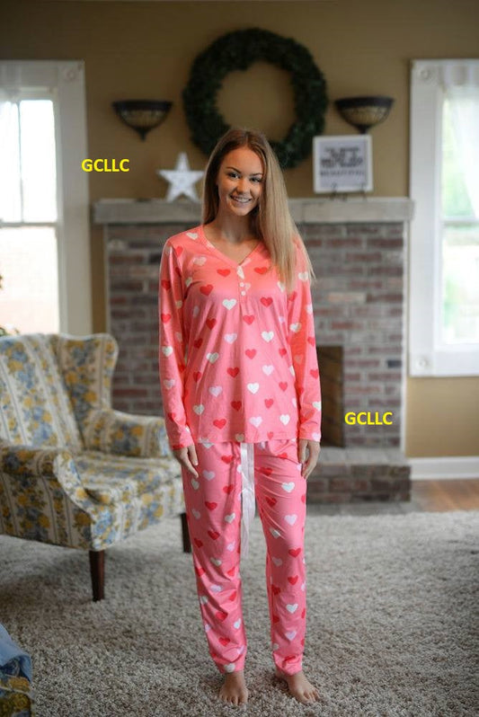 PINK HEARTS PJ SET