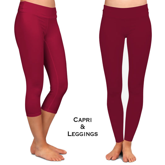 Solid CLARET Waterprint Full & Capri Leggings