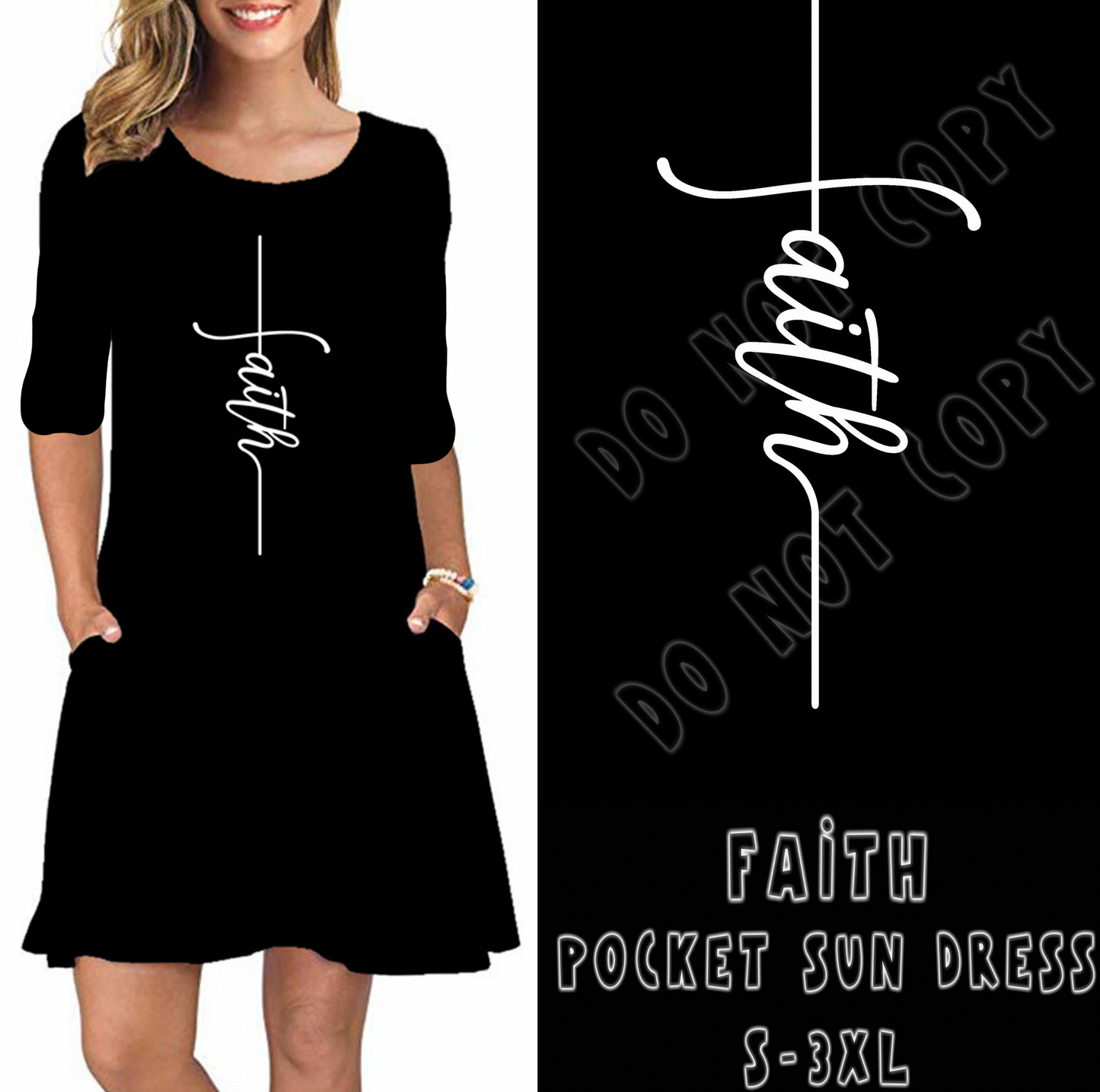 3/4 SLEEVE POCKET DRESS- FAITH