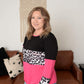 Pink Color Block Knot Tops