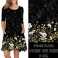 3/4 SLEEVE POCKET DRESS- GOLDEN DRIPPED FLORAL POCKET DRESS