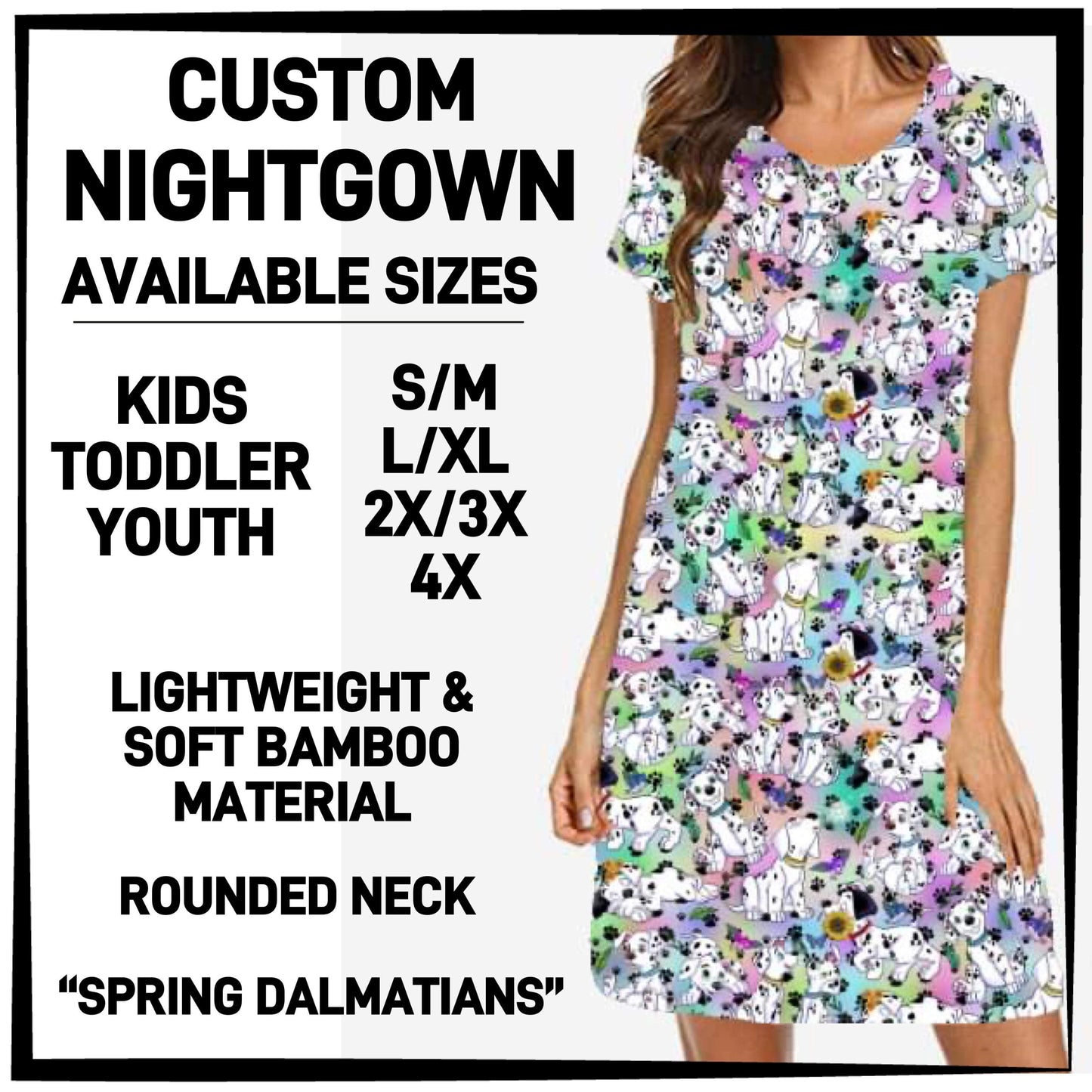 RTS - Spring Dalmatians Nightgown