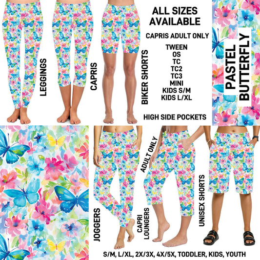 RTS - Pastel Butterfly Capris with High Side Pockets