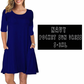 3/4 SLEEVE POCKET DRESS- SOLID NAVY
