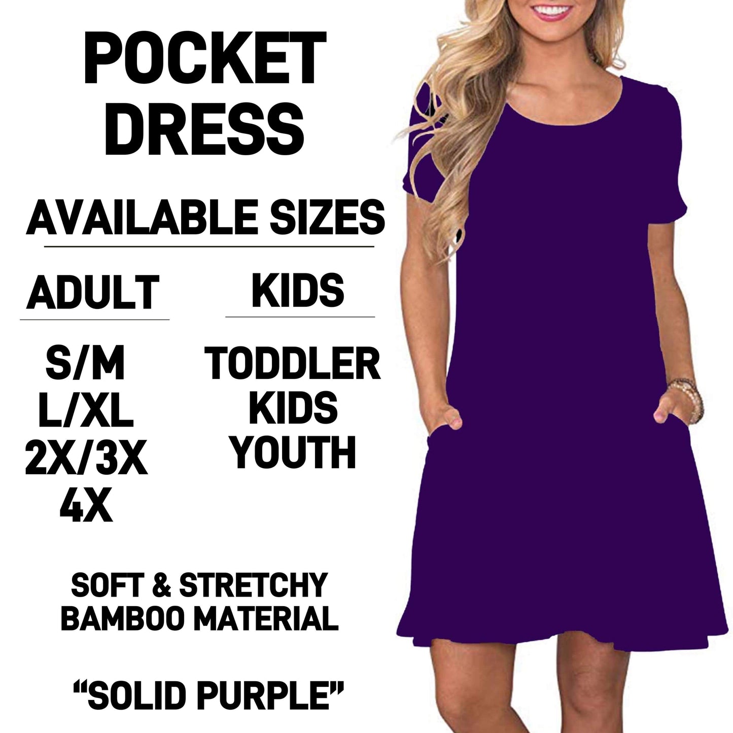 RTS - Solid Purple Pocket Dress