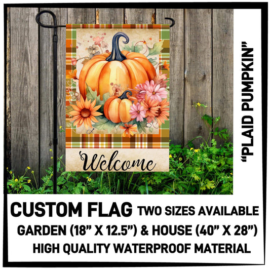 RTS - Plaid Pumpkin Custom Flag