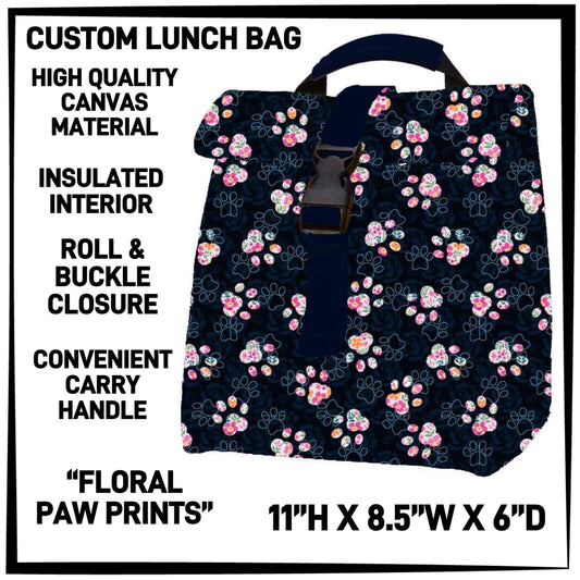 RTS - Floral Paw Prints Lunch Bag