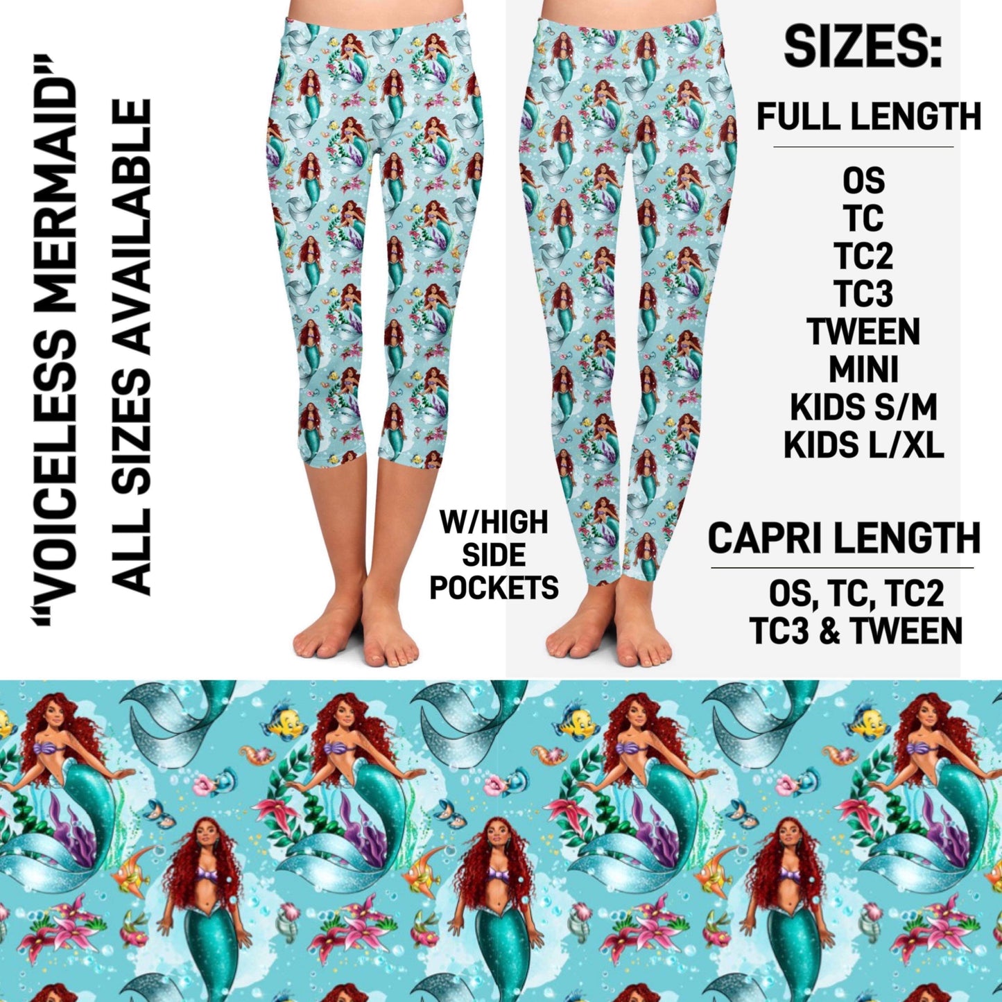 RTS - Voiceless Mermaid Leggings with High Side Pockets