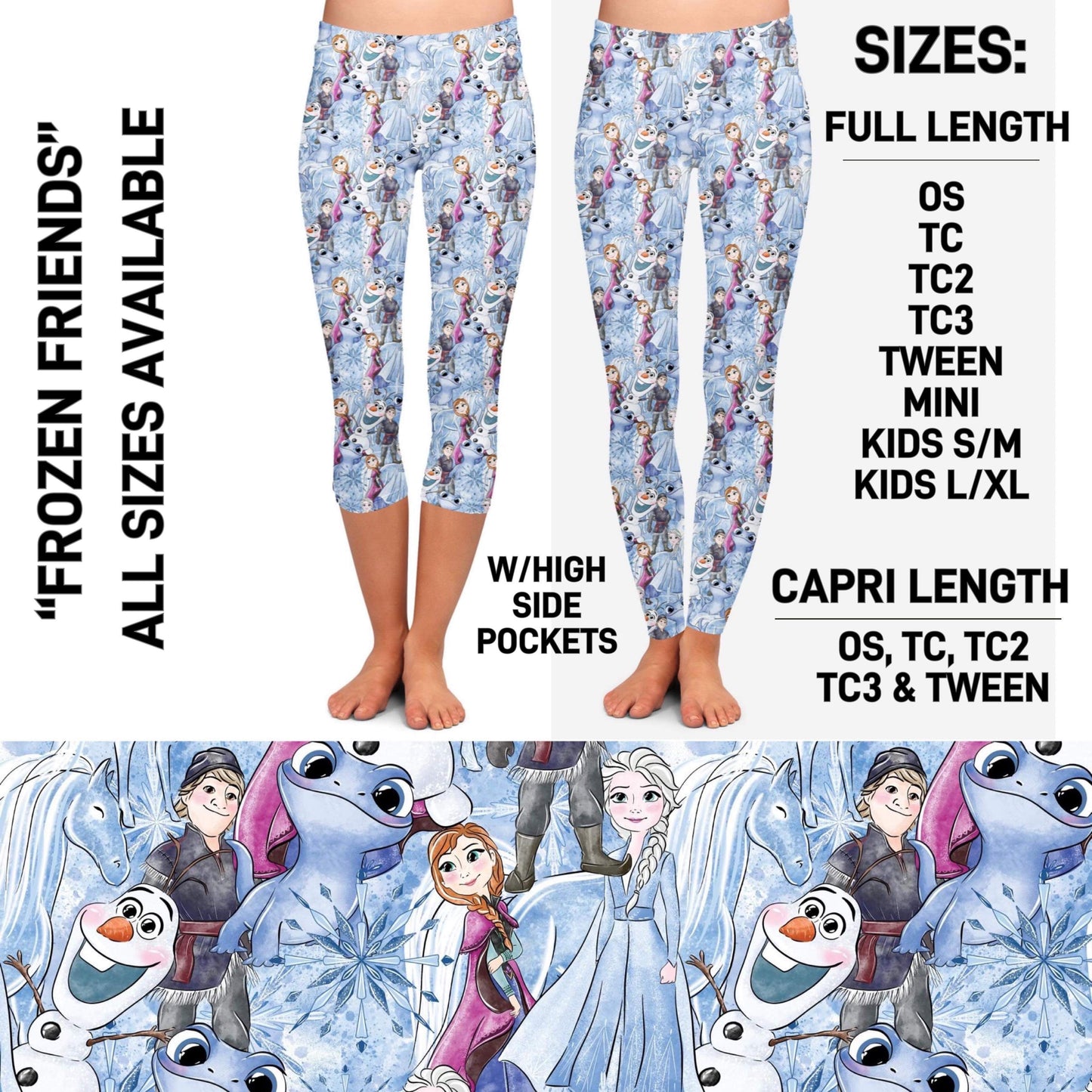 RTS - Frozen Friends Leggings with High Side Pockets