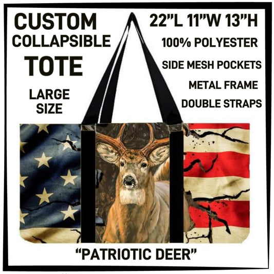 RTS - Patriotic Deer Collapsible Tote