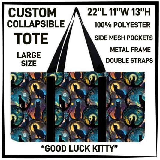 RTS - Good Luck Kitty Collapsible Tote