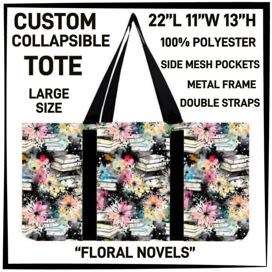 RTS - Floral Novels Collapsible Tote