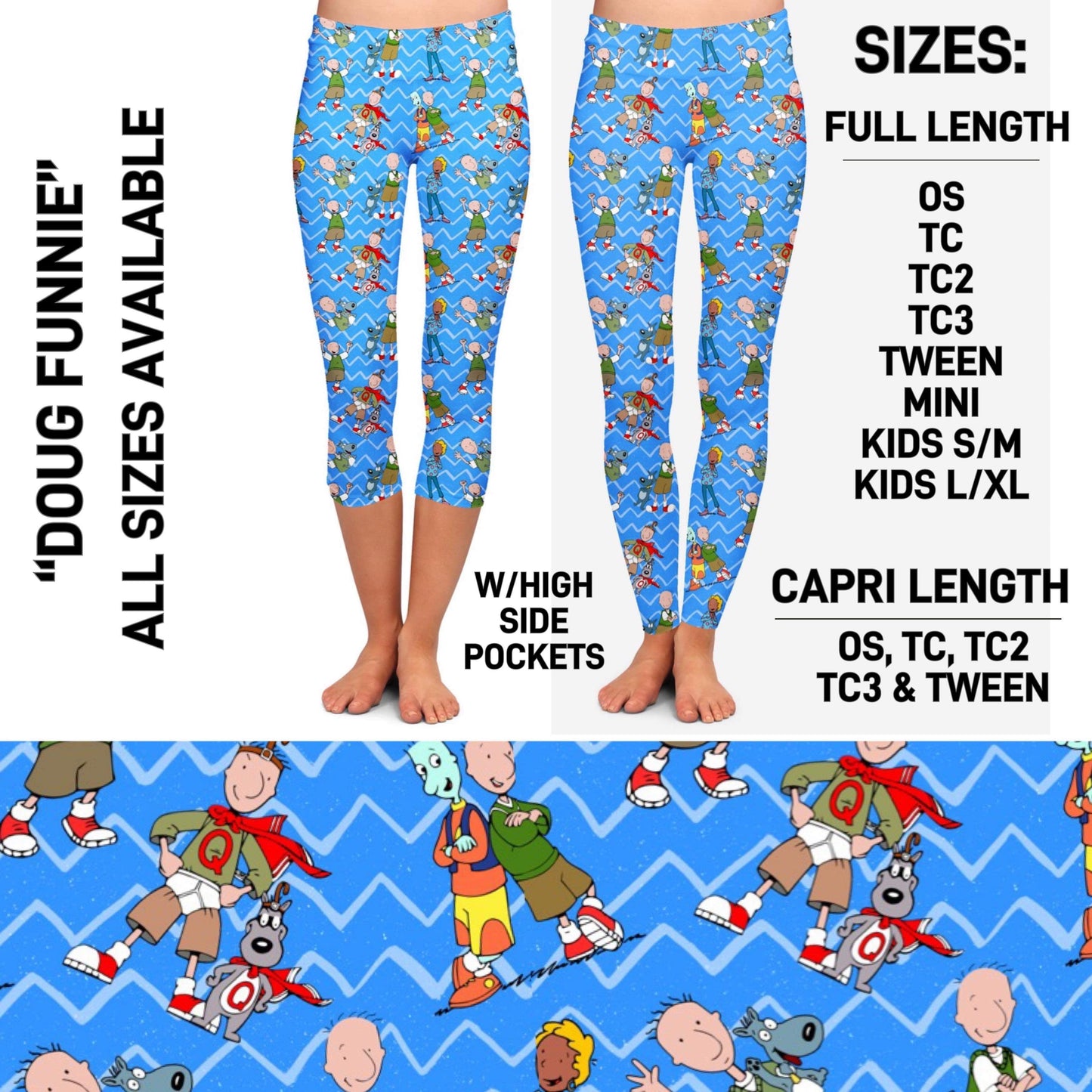 RTS - Doug Funnie Leggings & Capris with High Side Pocket