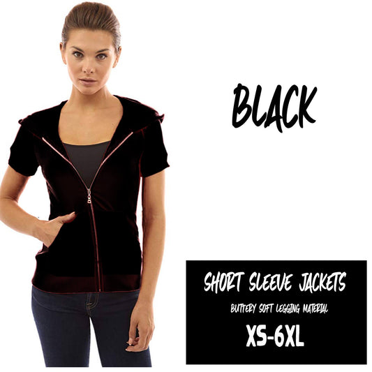 SOLID SHORT SLEEVE JACKETS-BLACK
