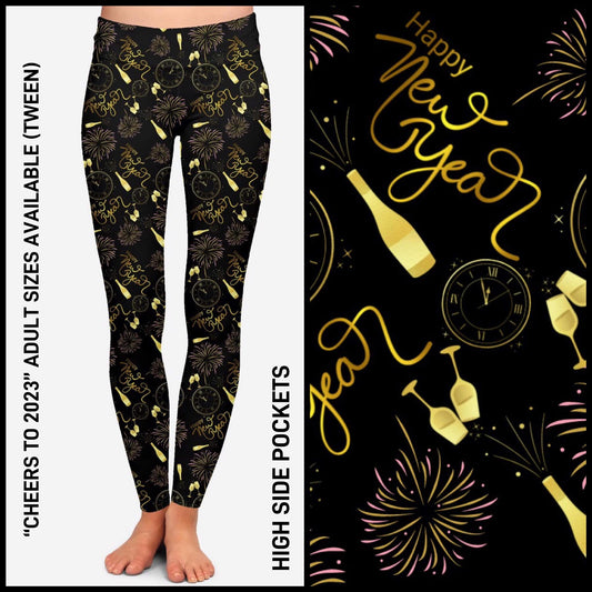RTS - Cheers to 2023 Leggings with High Side Pockets