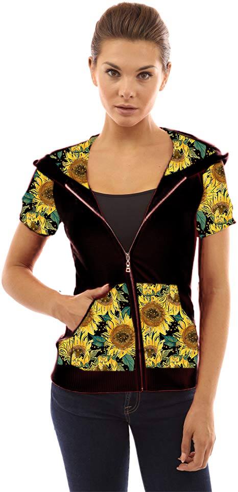 SUNFLOWERS- SHORT SLEEVE HOODED JACKET