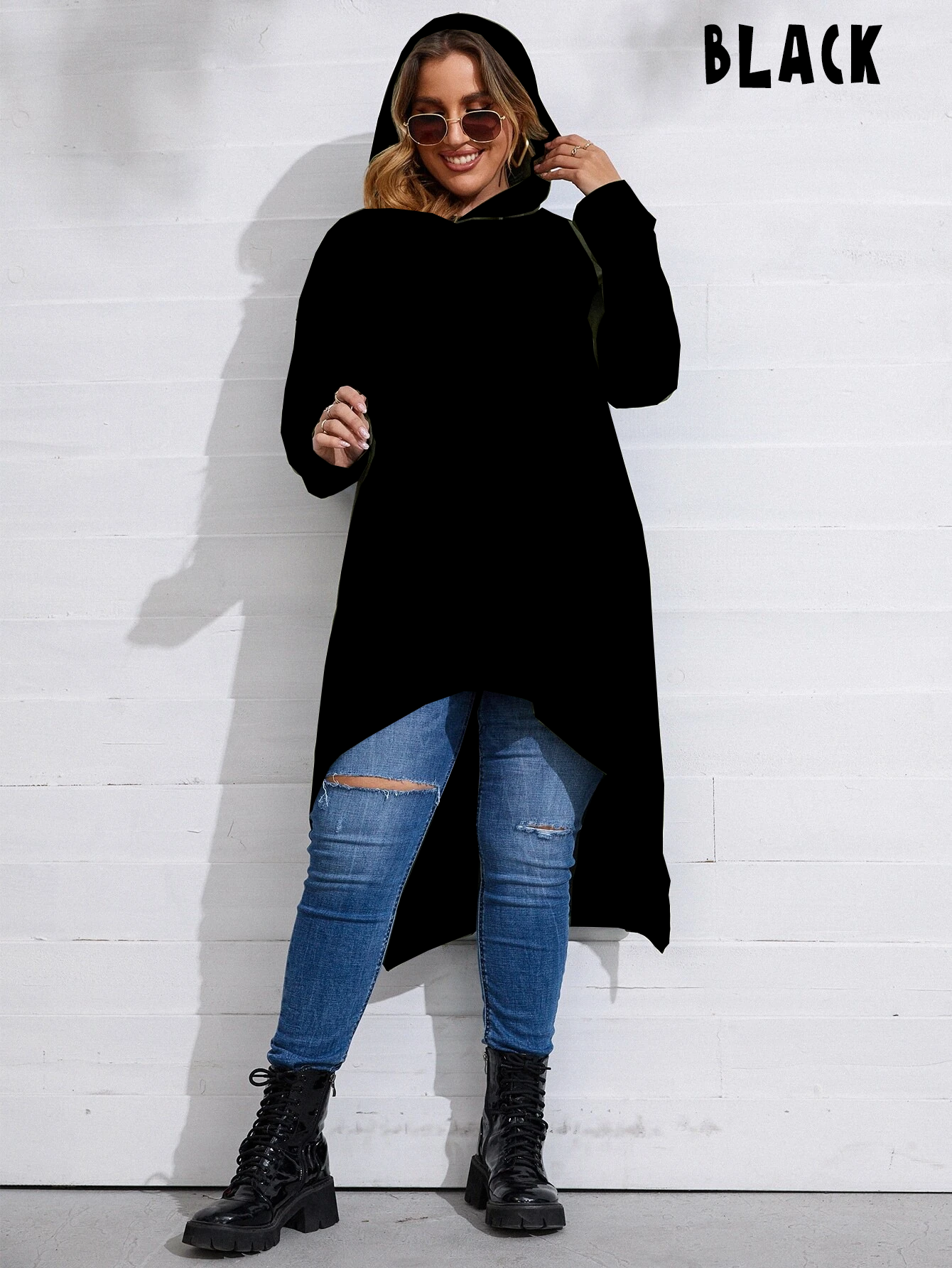 SOLID CLOAK HOODIE-BLACK