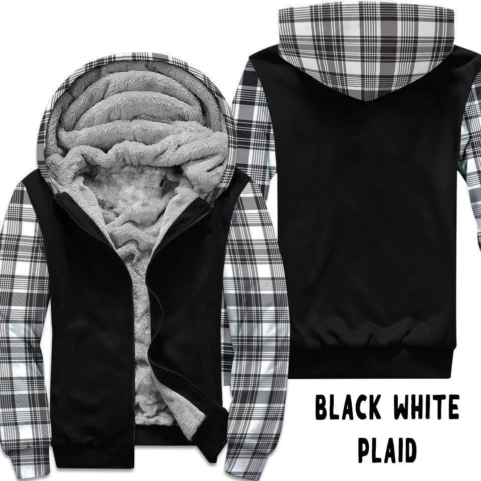 FLEECE JACKET RUN 22- BLACK WHITE PLAID