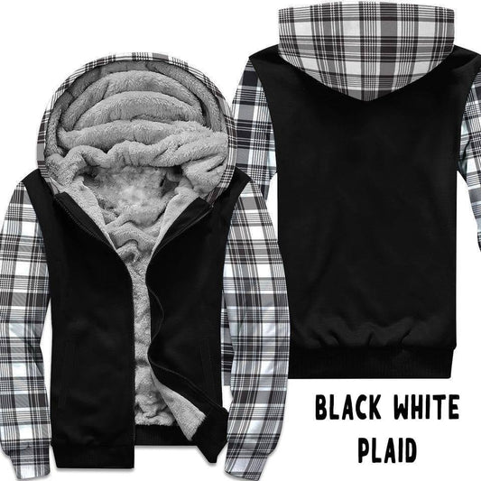 FLEECE JACKET RUN 22- BLACK WHITE PLAID