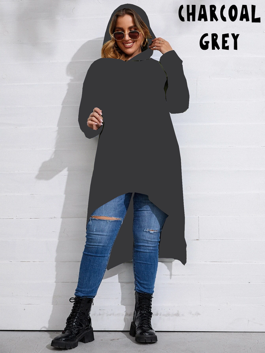 SOLID CLOAK HOODIE-CHARCOAL GREY