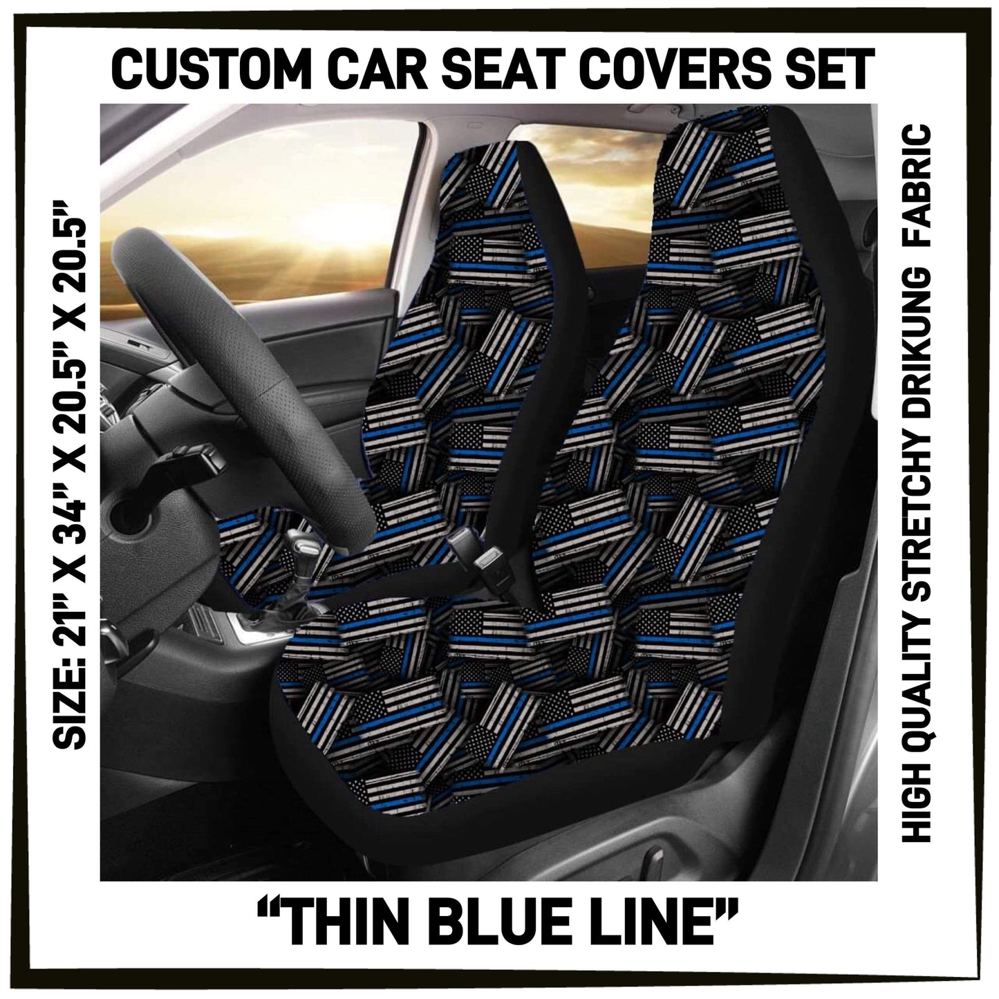 RTS - Thin Blue Line Car Seat Covers Set of 2