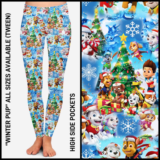 RTS - Winter Pups Leggings With Pockets