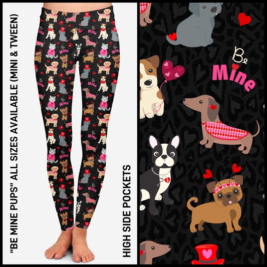 RTS - Be Mine Pups Leggings with High Side Pockets