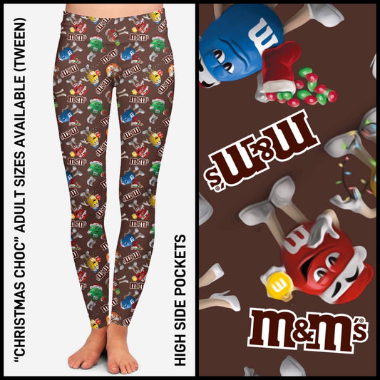 RTS - Christmas Choc Leggings with High Side Pockets