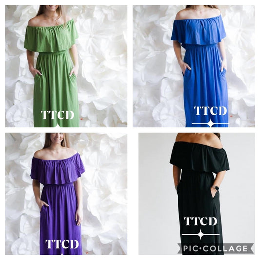 solid off the shoulder dress