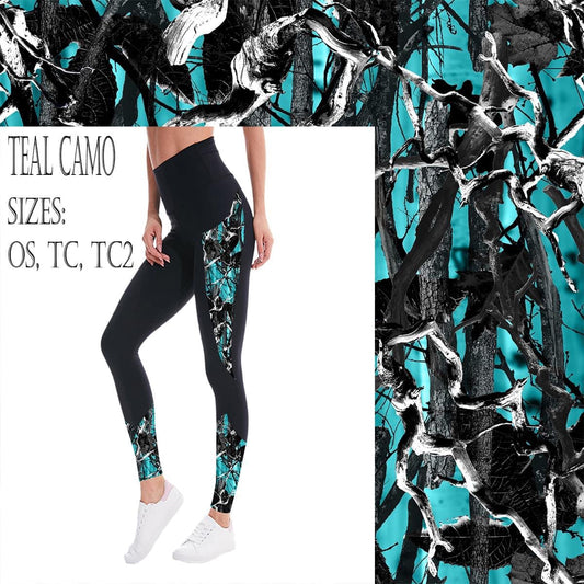 Teal Camo Side Pocket Leggings