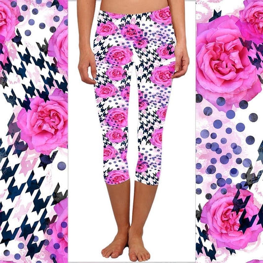 Floral Houndstooth capris