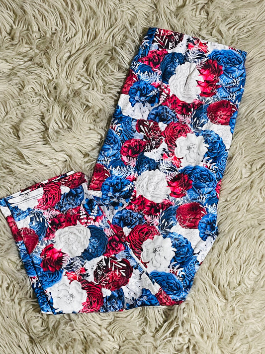 Red, White, and Blue Flower capris