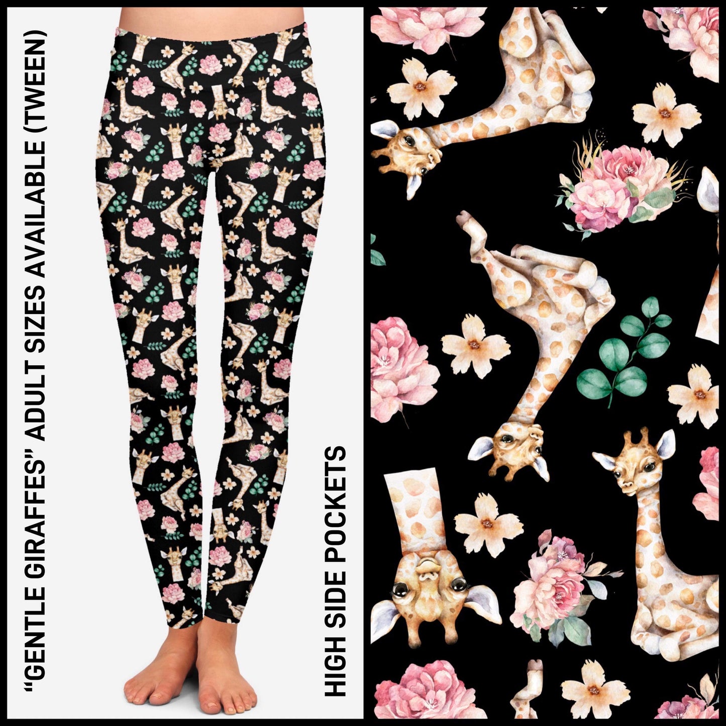 RTS - Gentle Giraffes Leggings with Pockets